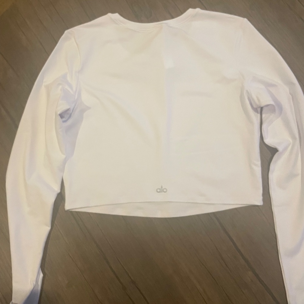 Alo white cropped finese long sleeve top - Picture 3 of 4
